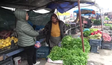 Pazarda maydanoz satarak biriktirdiği kira parası çalınan depremzede kadın ev sahibiyle icralık oldu