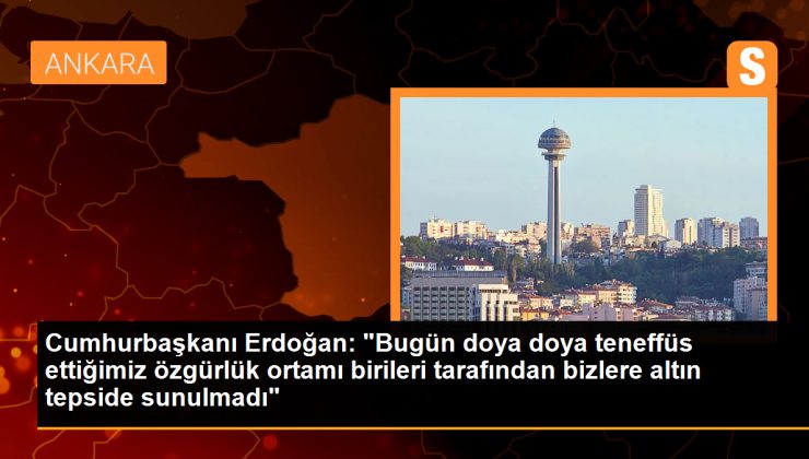 Cumhurbaşkanı Erdoğan: “Bugün doya doya teneffüs ettiğimiz özgürlük ortamı birileri tarafından bizlere altın tepside sunulmadı”